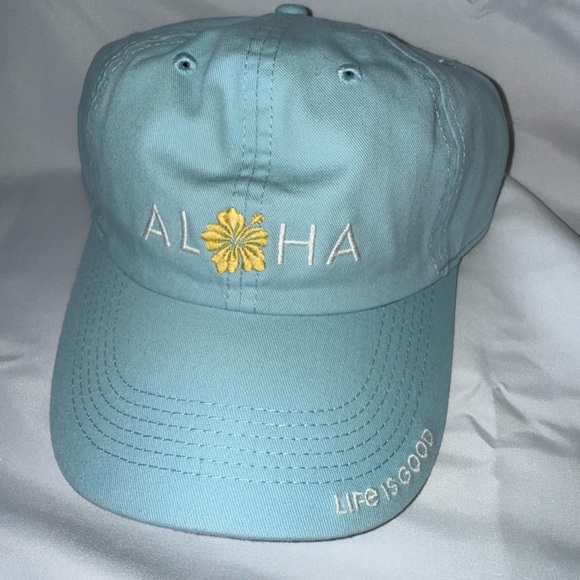 Life Is Good NWT Light Blue Aloha Cotton Baseball Cap - Picture 2 of 11